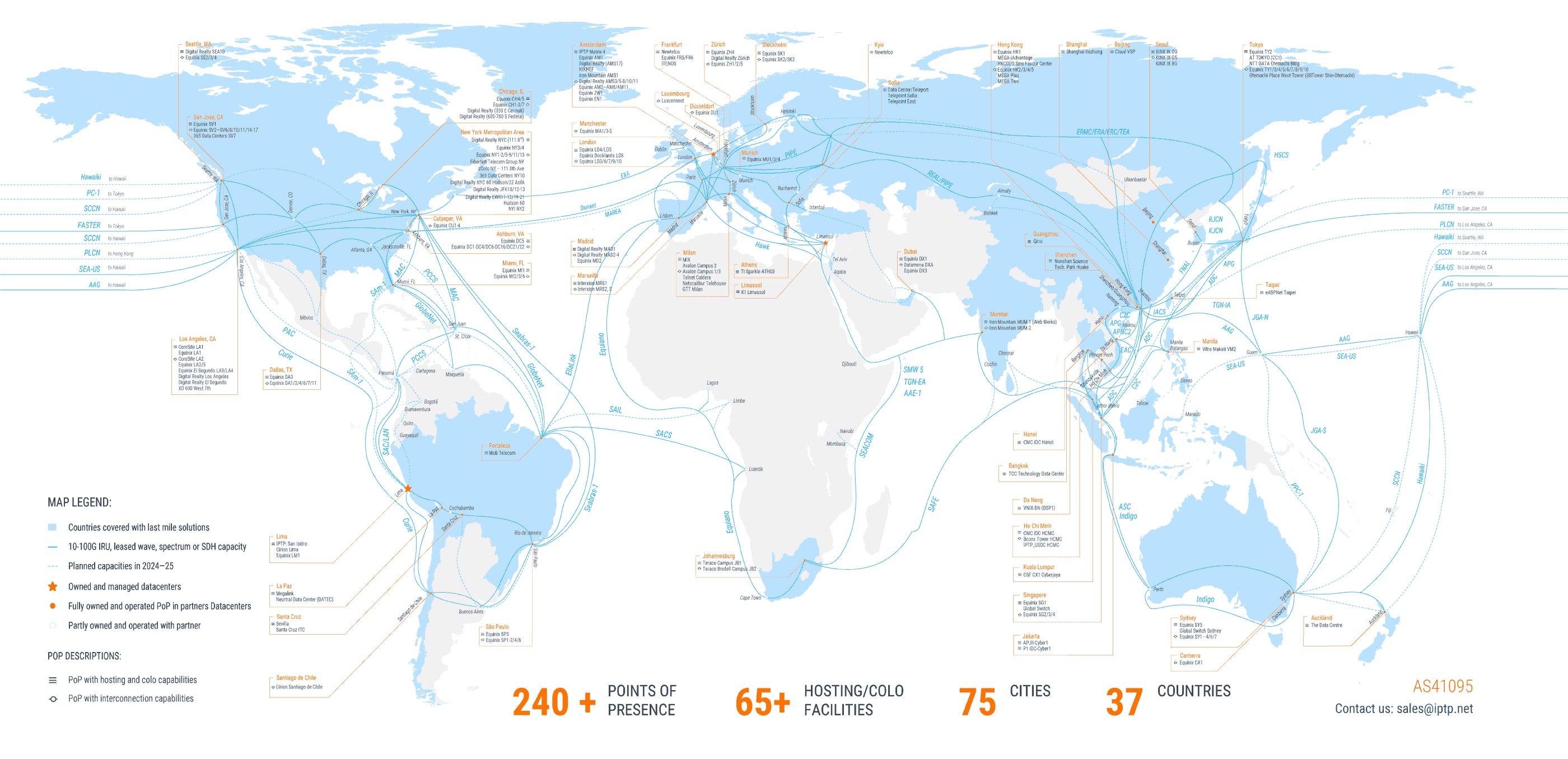 Global Network and Points of Presence Map